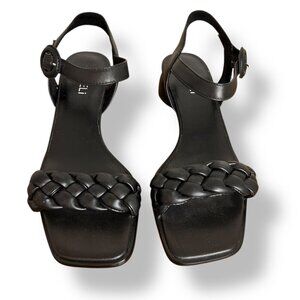 VANELi Women's Kalee Sandal In Black Super Napa Braided Strap Round Heel Sz 8W